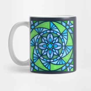 Stained glass sunflower - blues & greens Mug